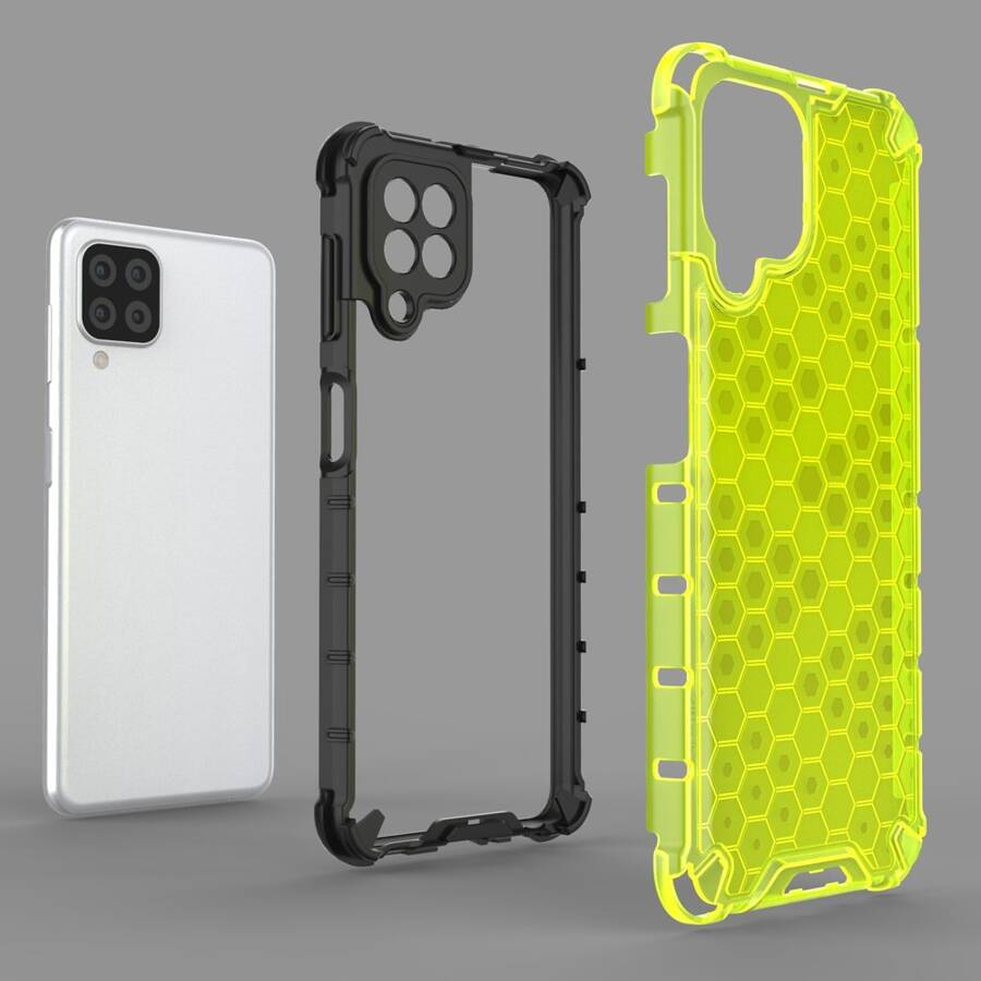 HONEYCOMB CASE ARMOR COVER WITH TPU BUMPER FOR SAMSUNG GALAXY A22 4G BLACK