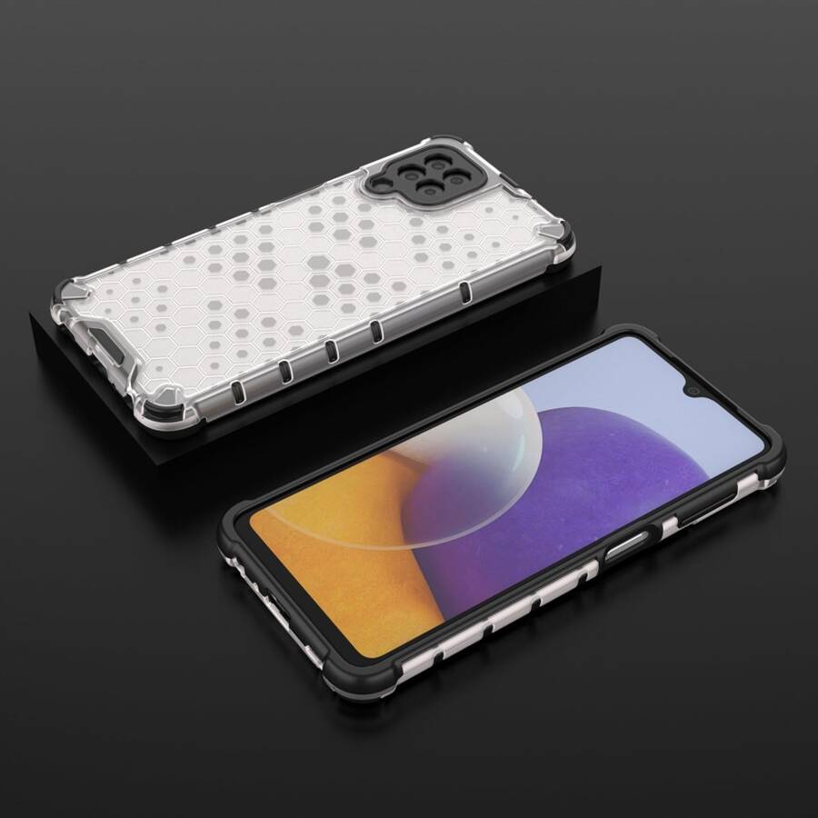 HONEYCOMB CASE ARMOR COVER WITH TPU BUMPER FOR SAMSUNG GALAXY A22 4G TRANSPARENT