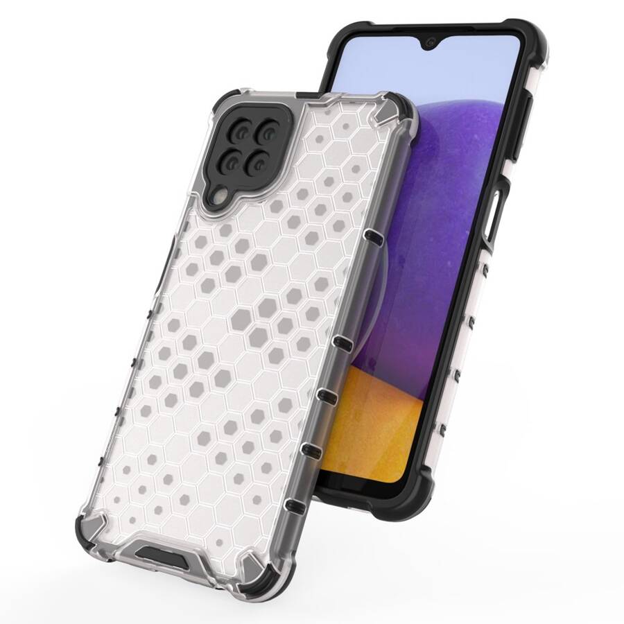 HONEYCOMB CASE ARMOR COVER WITH TPU BUMPER FOR SAMSUNG GALAXY A22 4G TRANSPARENT