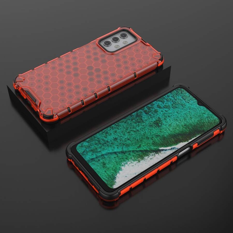 HONEYCOMB CASE ARMOR COVER WITH TPU BUMPER FOR SAMSUNG GALAXY A32 5G RED