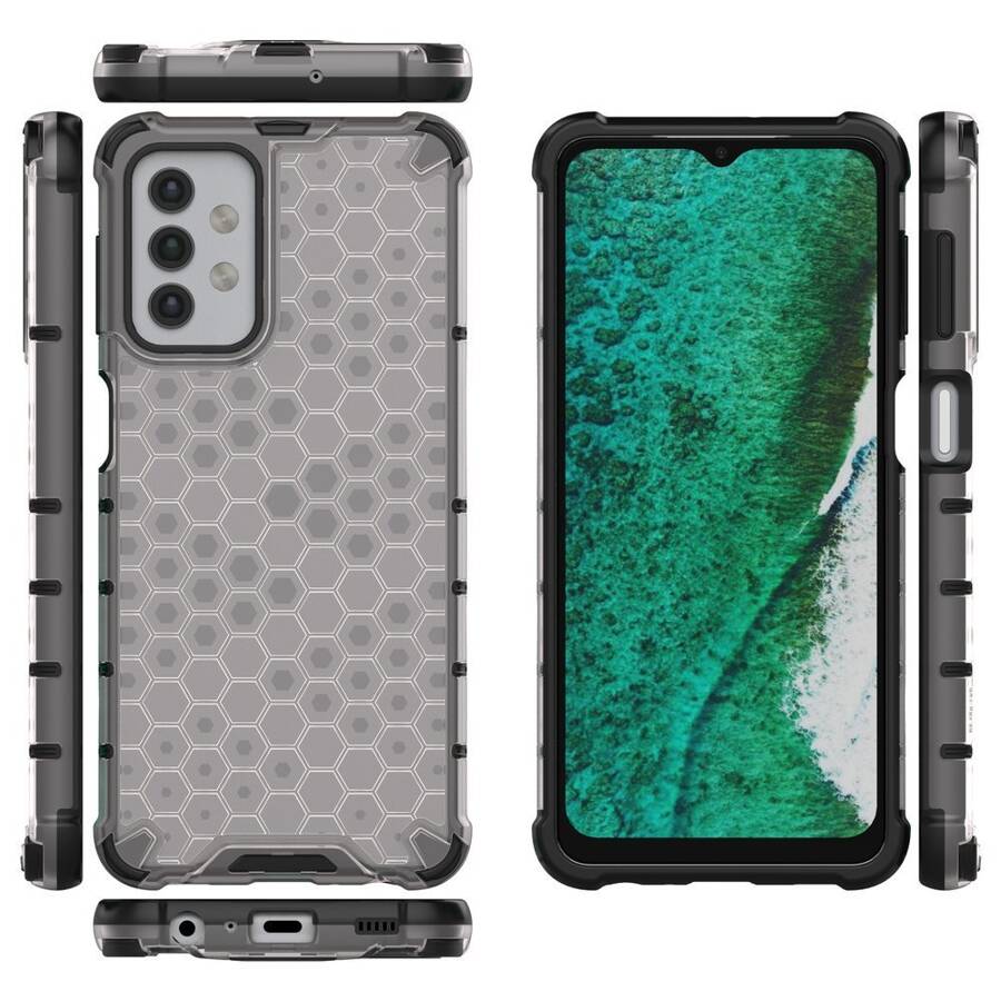 HONEYCOMB CASE ARMOR COVER WITH TPU BUMPER FOR SAMSUNG GALAXY A32 5G TRANSPARENT