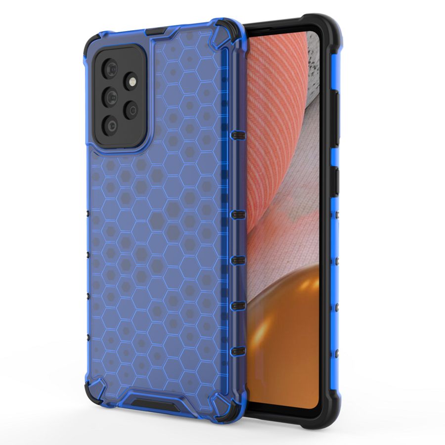 HONEYCOMB CASE ARMOR COVER WITH TPU BUMPER FOR SAMSUNG GALAXY A72 4G BLUE