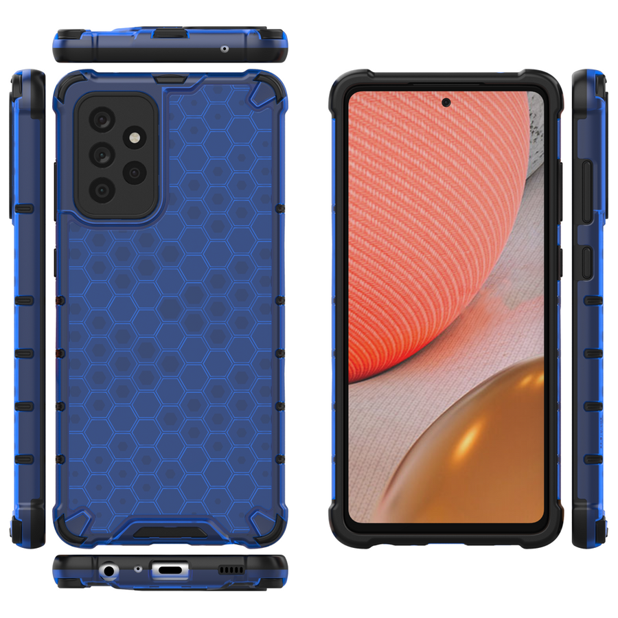 HONEYCOMB CASE ARMOR COVER WITH TPU BUMPER FOR SAMSUNG GALAXY A72 4G BLUE