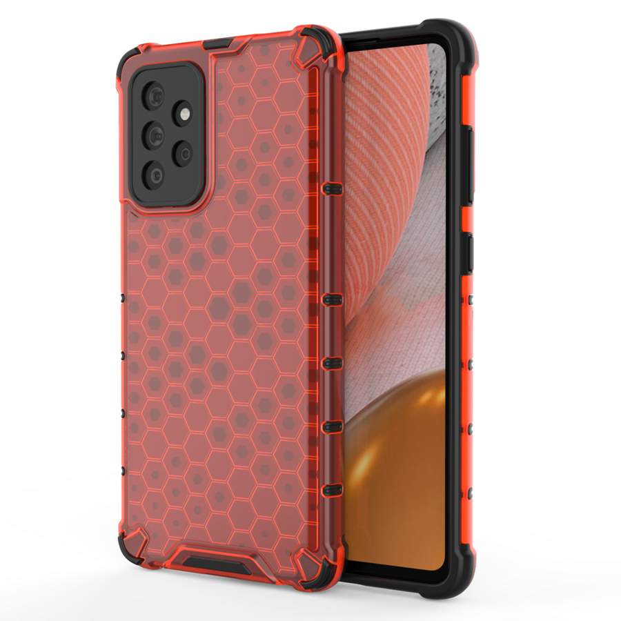 HONEYCOMB CASE ARMOR COVER WITH TPU BUMPER FOR SAMSUNG GALAXY A72 4G RED