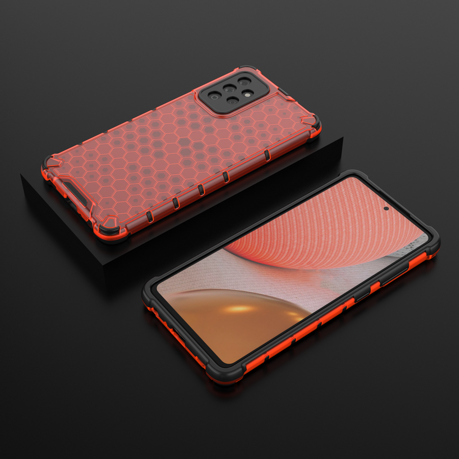 HONEYCOMB CASE ARMOR COVER WITH TPU BUMPER FOR SAMSUNG GALAXY A72 4G RED