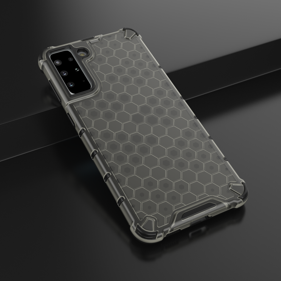 HONEYCOMB CASE ARMOR COVER WITH TPU BUMPER FOR SAMSUNG GALAXY S21+ 5G (S21 PLUS 5G) BLACK