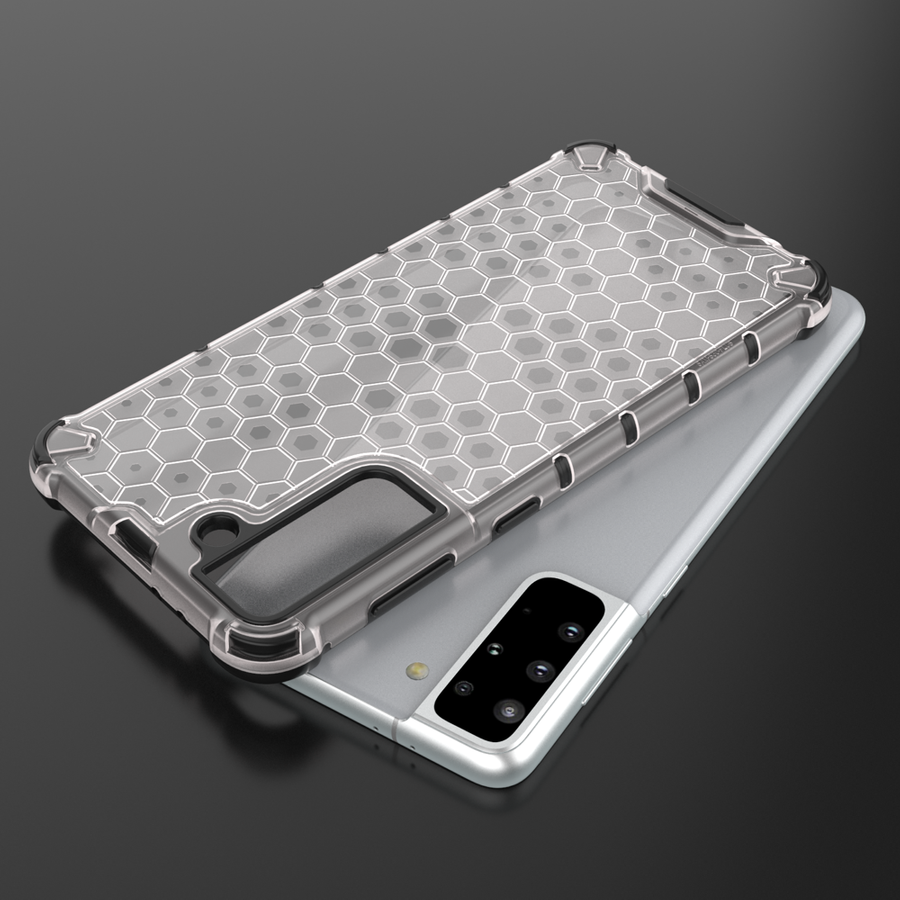 HONEYCOMB CASE ARMOR COVER WITH TPU BUMPER FOR SAMSUNG GALAXY S21+ 5G (S21 PLUS 5G) BLACK