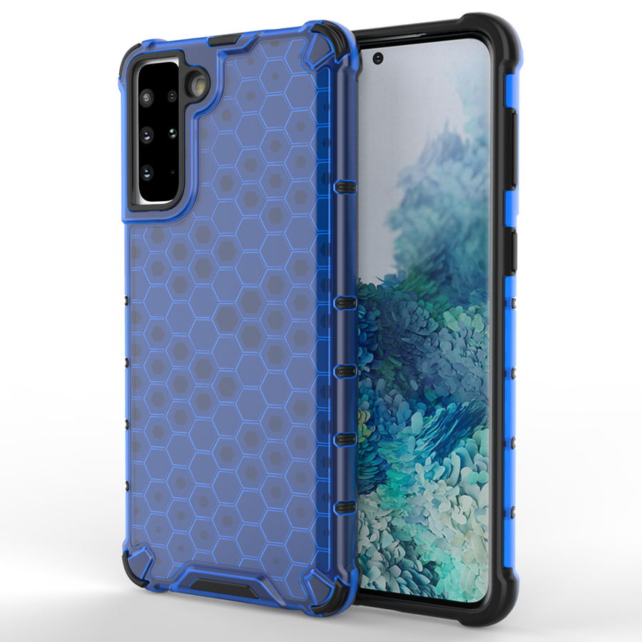 HONEYCOMB CASE ARMOR COVER WITH TPU BUMPER FOR SAMSUNG GALAXY S21+ 5G (S21 PLUS 5G) BLUE