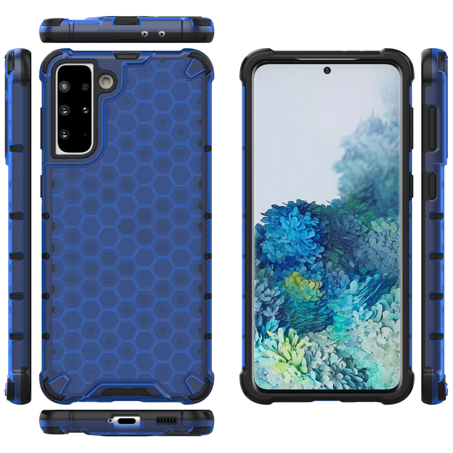 HONEYCOMB CASE ARMOR COVER WITH TPU BUMPER FOR SAMSUNG GALAXY S21+ 5G (S21 PLUS 5G) BLUE