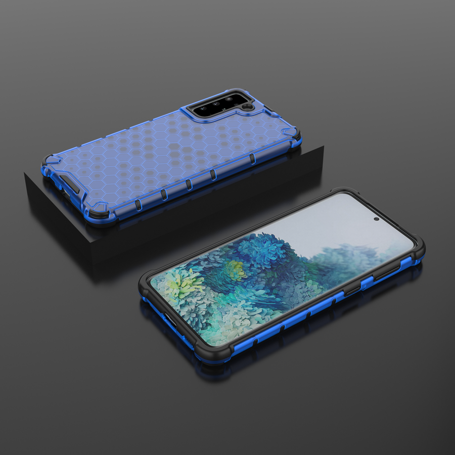 HONEYCOMB CASE ARMOR COVER WITH TPU BUMPER FOR SAMSUNG GALAXY S21+ 5G (S21 PLUS 5G) BLUE