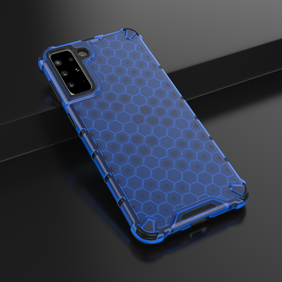 HONEYCOMB CASE ARMOR COVER WITH TPU BUMPER FOR SAMSUNG GALAXY S21+ 5G (S21 PLUS 5G) BLUE