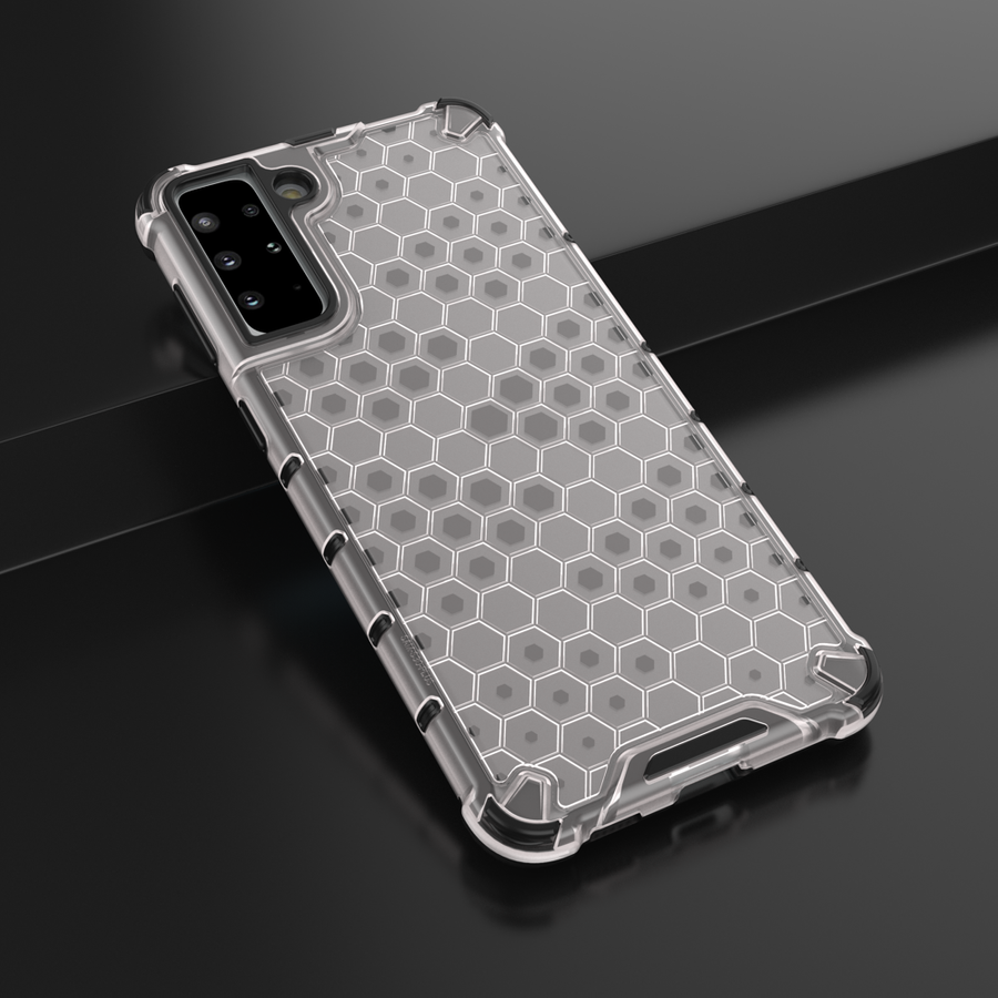 HONEYCOMB CASE ARMOR COVER WITH TPU BUMPER FOR SAMSUNG GALAXY S21+ 5G (S21 PLUS 5G) TRANSPARENT