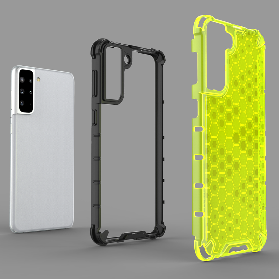 HONEYCOMB CASE ARMOR COVER WITH TPU BUMPER FOR SAMSUNG GALAXY S21+ 5G (S21 PLUS 5G) TRANSPARENT