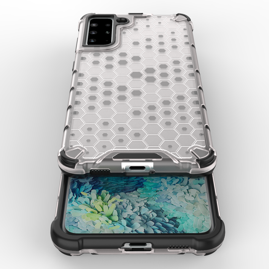 HONEYCOMB CASE ARMOR COVER WITH TPU BUMPER FOR SAMSUNG GALAXY S21+ 5G (S21 PLUS 5G) TRANSPARENT