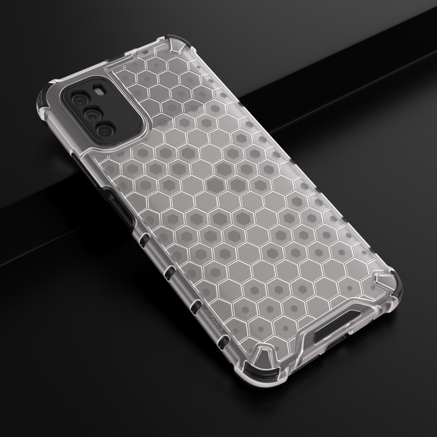 HONEYCOMB CASE ARMOR COVER WITH TPU BUMPER FOR XIAOMI POCO M3 TRANSPARENT