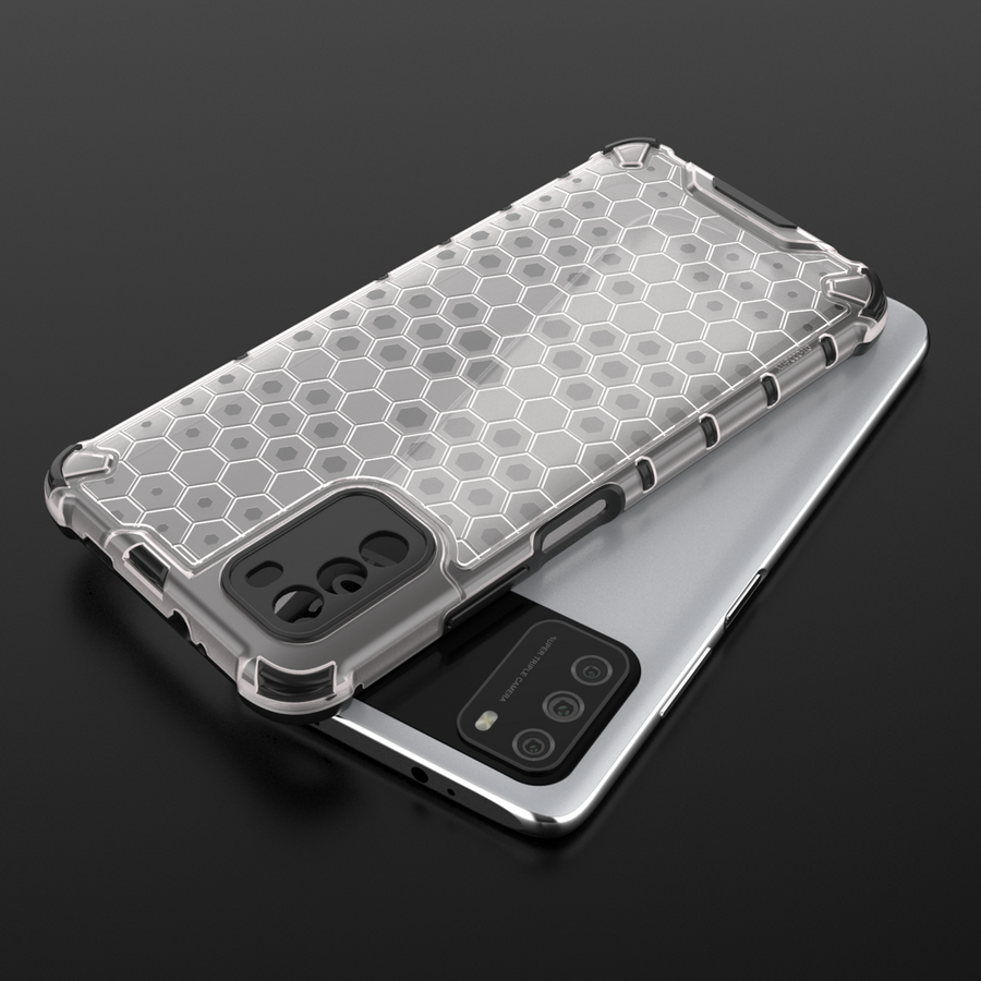 HONEYCOMB CASE ARMOR COVER WITH TPU BUMPER FOR XIAOMI POCO M3 TRANSPARENT