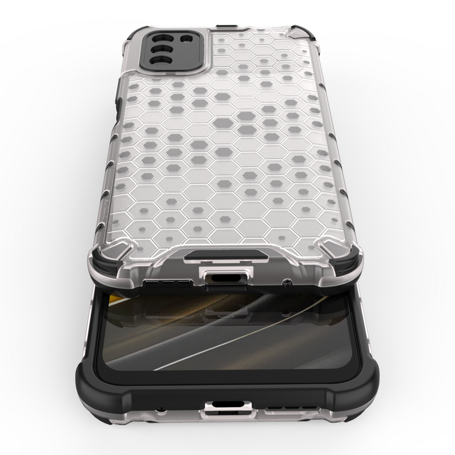 HONEYCOMB CASE ARMOR COVER WITH TPU BUMPER FOR XIAOMI POCO M3 TRANSPARENT