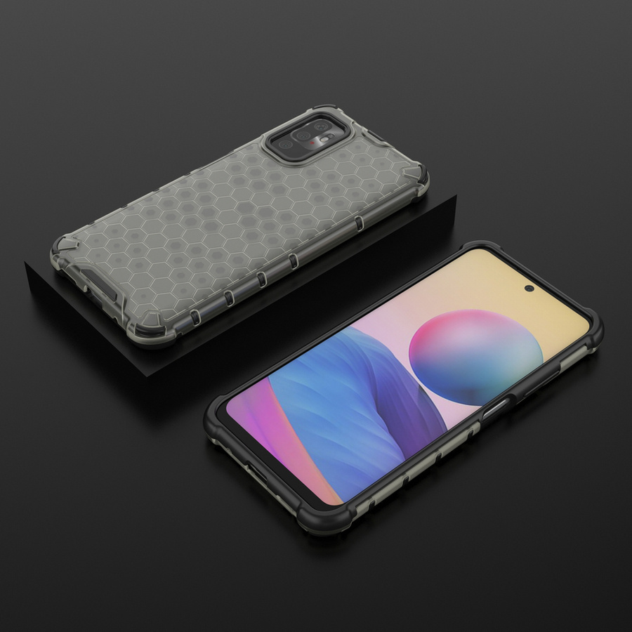 HONEYCOMB CASE ARMOR COVER WITH TPU BUMPER FOR XIAOMI REDMI NOTE 10 5G / POCO M3 PRO BLACK