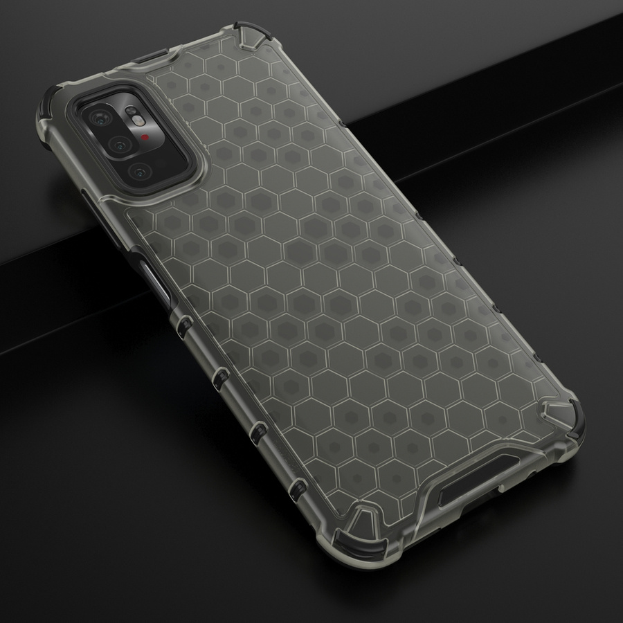 HONEYCOMB CASE ARMOR COVER WITH TPU BUMPER FOR XIAOMI REDMI NOTE 10 5G / POCO M3 PRO BLACK