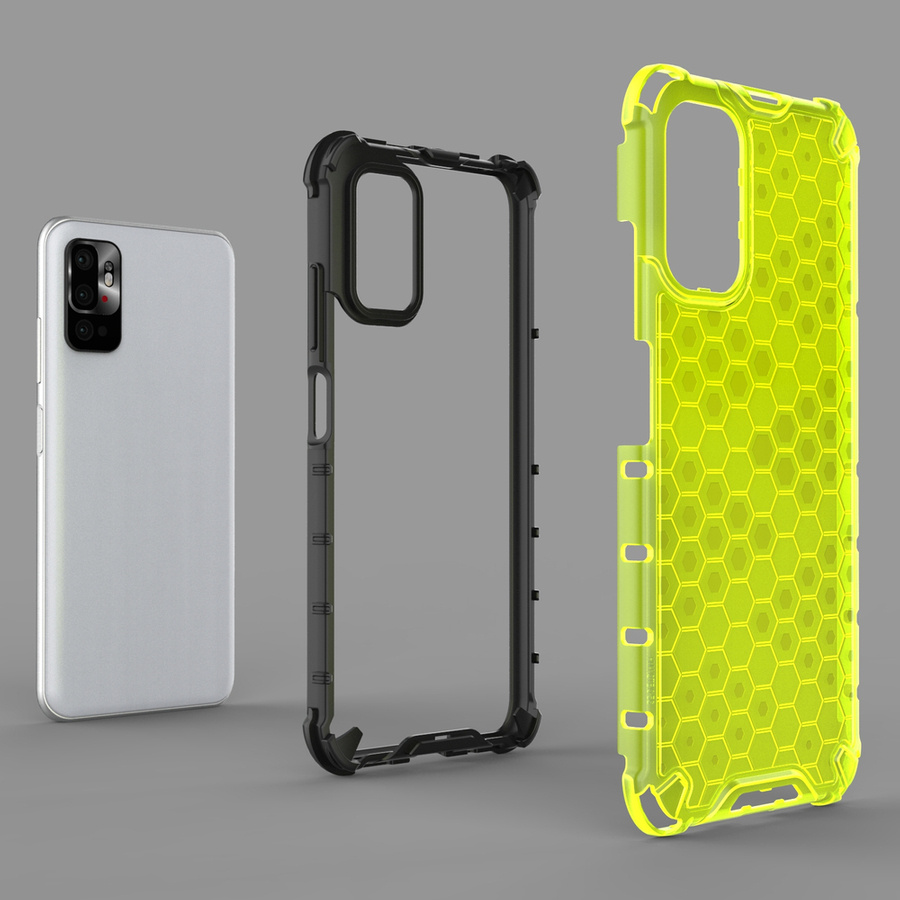 HONEYCOMB CASE ARMOR COVER WITH TPU BUMPER FOR XIAOMI REDMI NOTE 10 5G / POCO M3 PRO BLACK