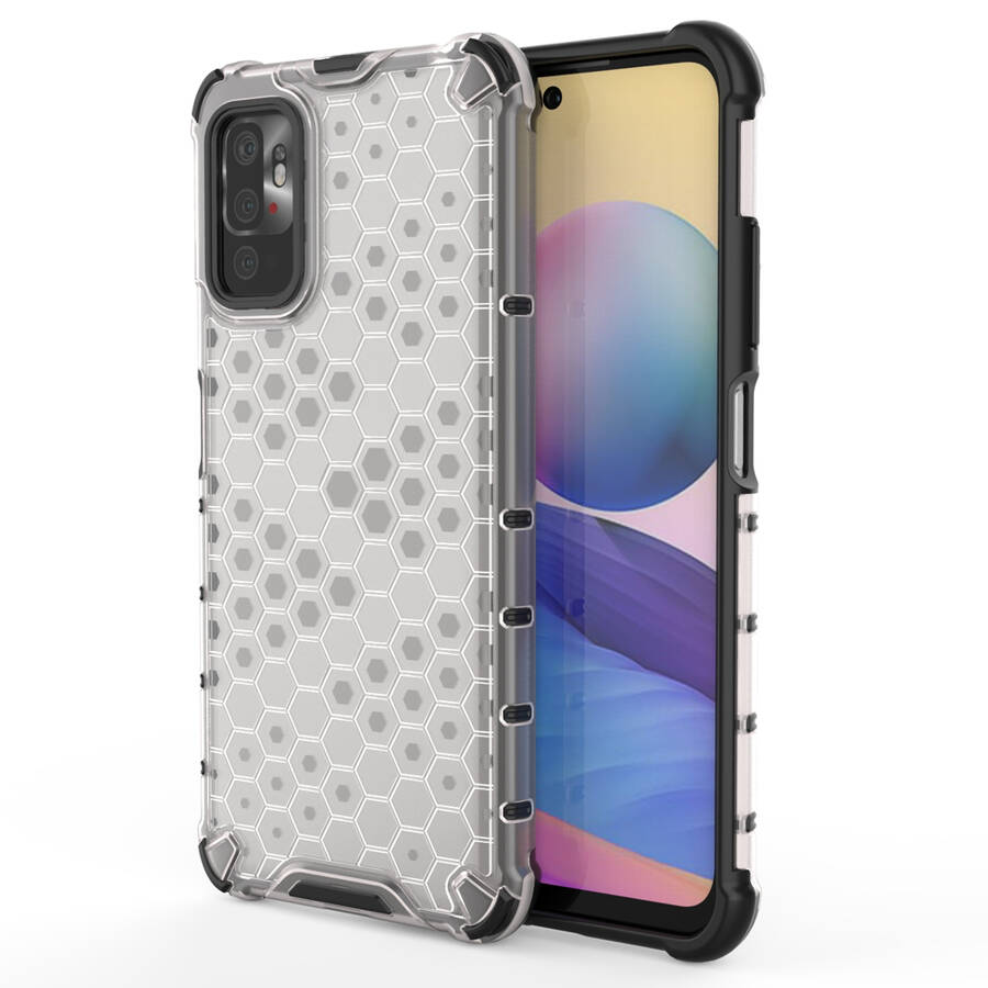 HONEYCOMB CASE ARMOR COVER WITH TPU BUMPER FOR XIAOMI REDMI NOTE 10 5G / POCO M3 PRO TRANSPARENT