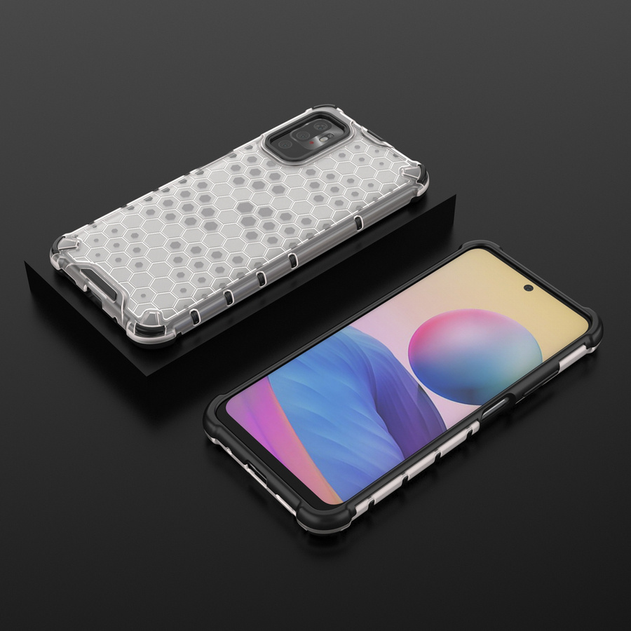 HONEYCOMB CASE ARMOR COVER WITH TPU BUMPER FOR XIAOMI REDMI NOTE 10 5G / POCO M3 PRO TRANSPARENT