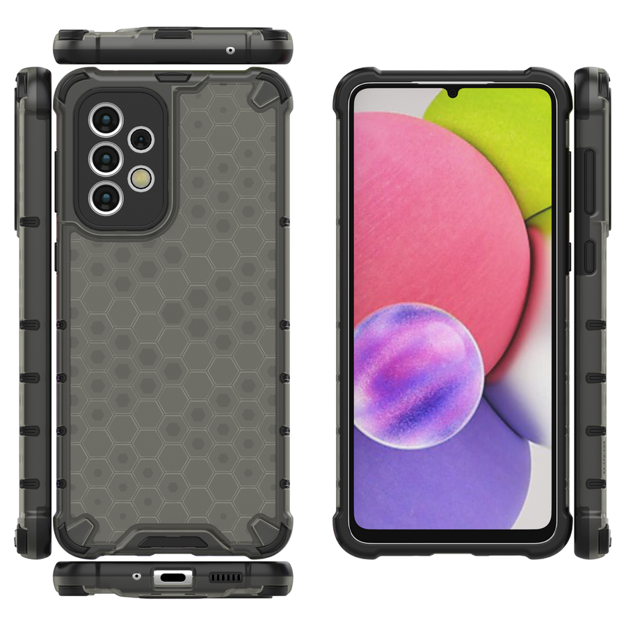 HONEYCOMB CASE ARMORED COVER WITH A GEL FRAME FOR SAMSUNG GALAXY A33 5G BLACK