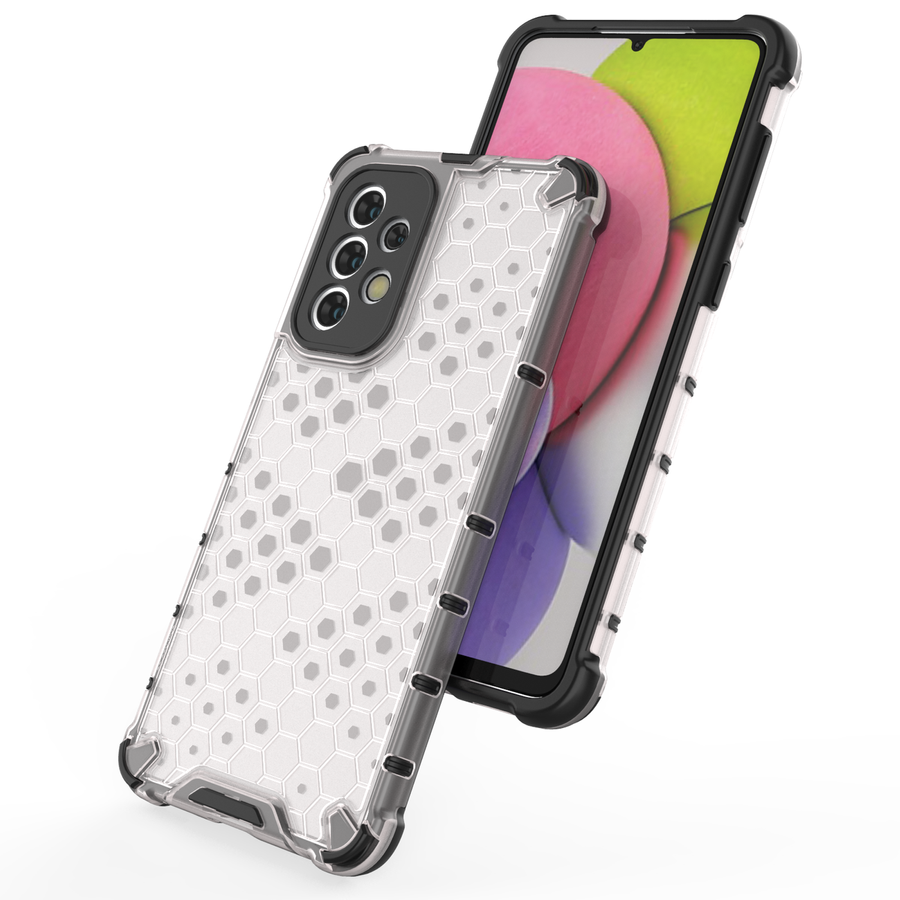 HONEYCOMB CASE ARMORED COVER WITH A GEL FRAME FOR SAMSUNG GALAXY A33 5G TRANSPARENT