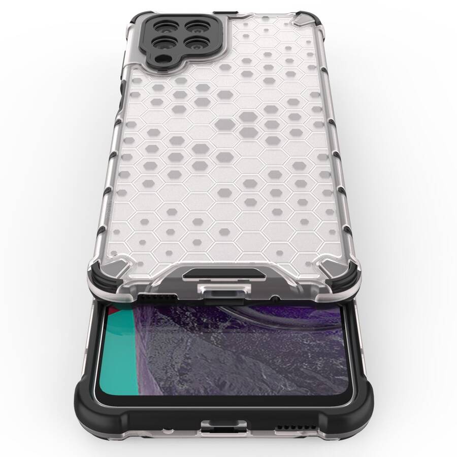 HONEYCOMB CASE ARMORED COVER WITH A GEL FRAME FOR SAMSUNG GALAXY M53 5G TRANSPARENT