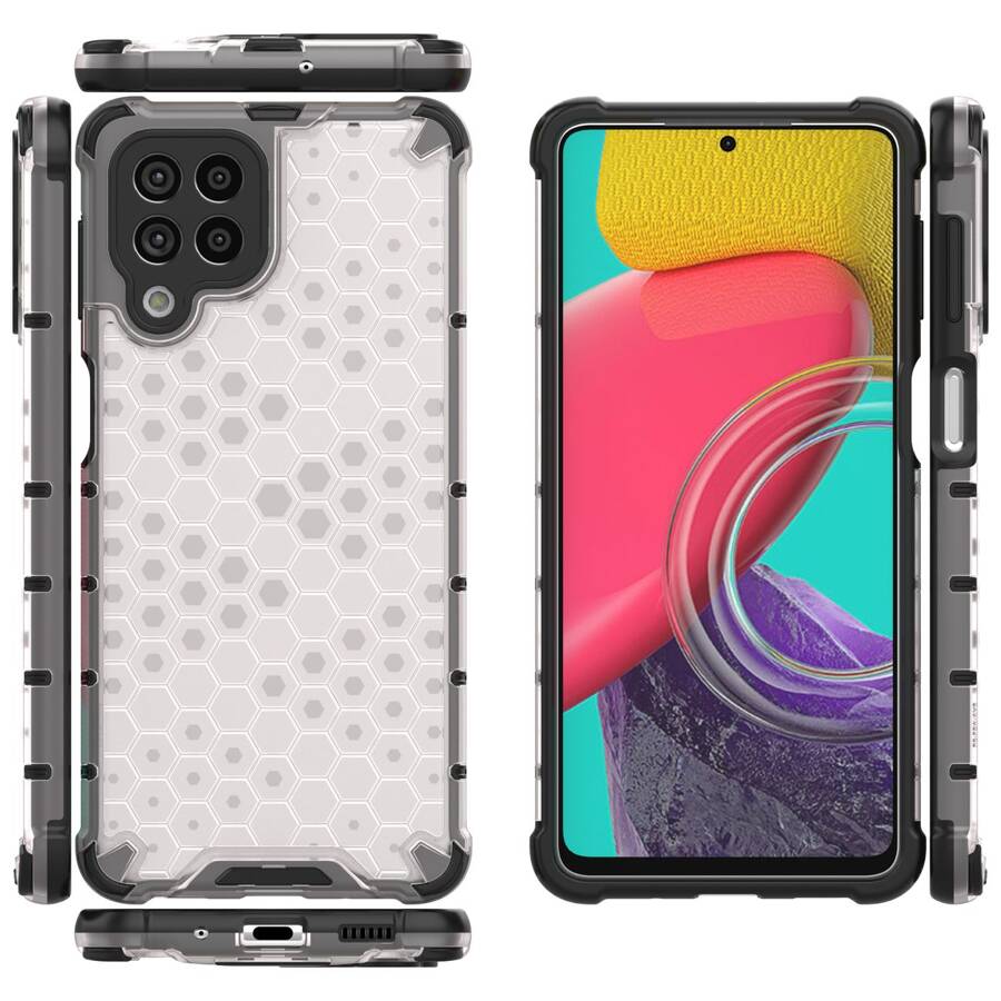 HONEYCOMB CASE ARMORED COVER WITH A GEL FRAME FOR SAMSUNG GALAXY M53 5G TRANSPARENT