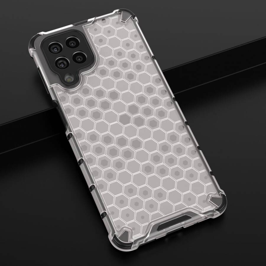 HONEYCOMB CASE ARMORED COVER WITH A GEL FRAME FOR SAMSUNG GALAXY M53 5G TRANSPARENT