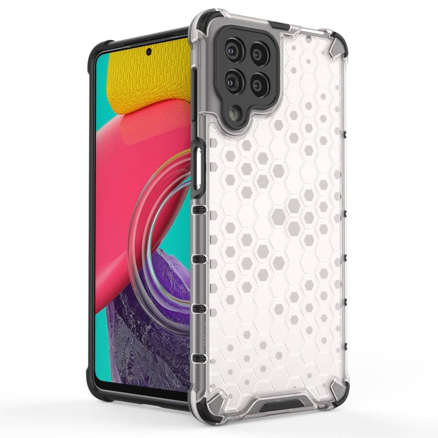 HONEYCOMB CASE ARMORED COVER WITH A GEL FRAME FOR SAMSUNG GALAXY M53 5G TRANSPARENT