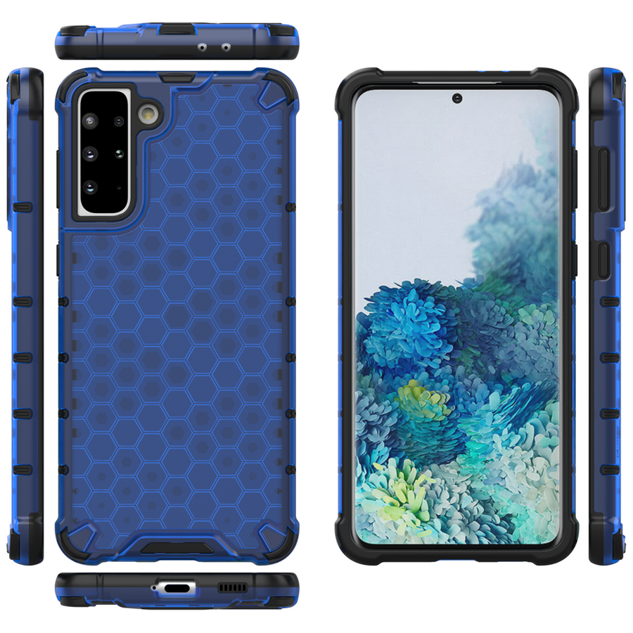 HONEYCOMB CASE ARMORED COVER WITH A GEL FRAME FOR SAMSUNG GALAXY S22 BLUE