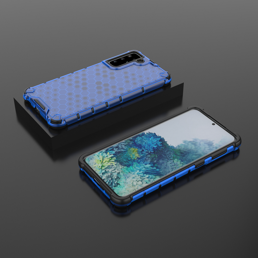 HONEYCOMB CASE ARMORED COVER WITH A GEL FRAME FOR SAMSUNG GALAXY S22 BLUE