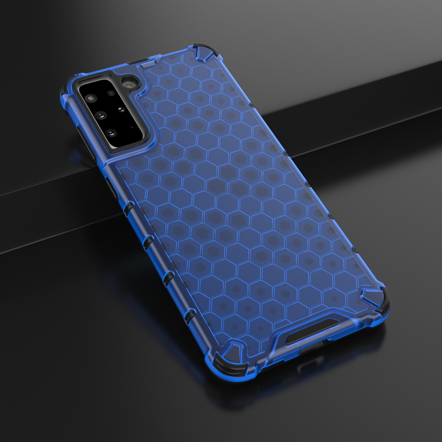 HONEYCOMB CASE ARMORED COVER WITH A GEL FRAME FOR SAMSUNG GALAXY S22 BLUE