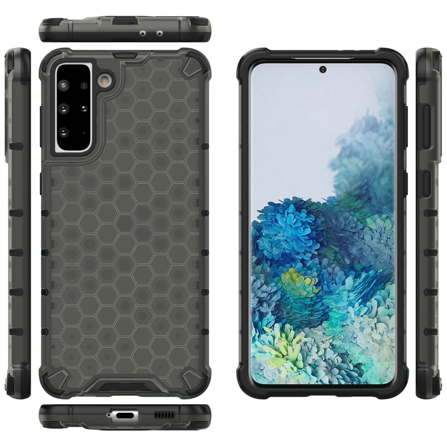 HONEYCOMB CASE ARMORED COVER WITH A GEL FRAME FOR SAMSUNG GALAXY S22 + (S22 PLUS) BLACK