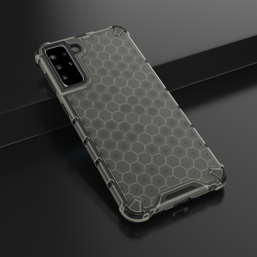 HONEYCOMB CASE ARMORED COVER WITH A GEL FRAME FOR SAMSUNG GALAXY S22 + (S22 PLUS) BLACK