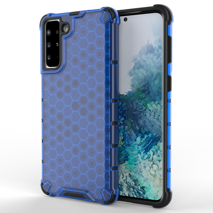 HONEYCOMB CASE ARMORED COVER WITH A GEL FRAME FOR SAMSUNG GALAXY S22 + (S22 PLUS) BLUE