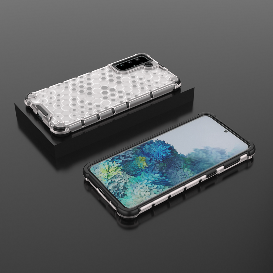 HONEYCOMB CASE ARMORED COVER WITH A GEL FRAME FOR SAMSUNG GALAXY S22 TRANSPARENT