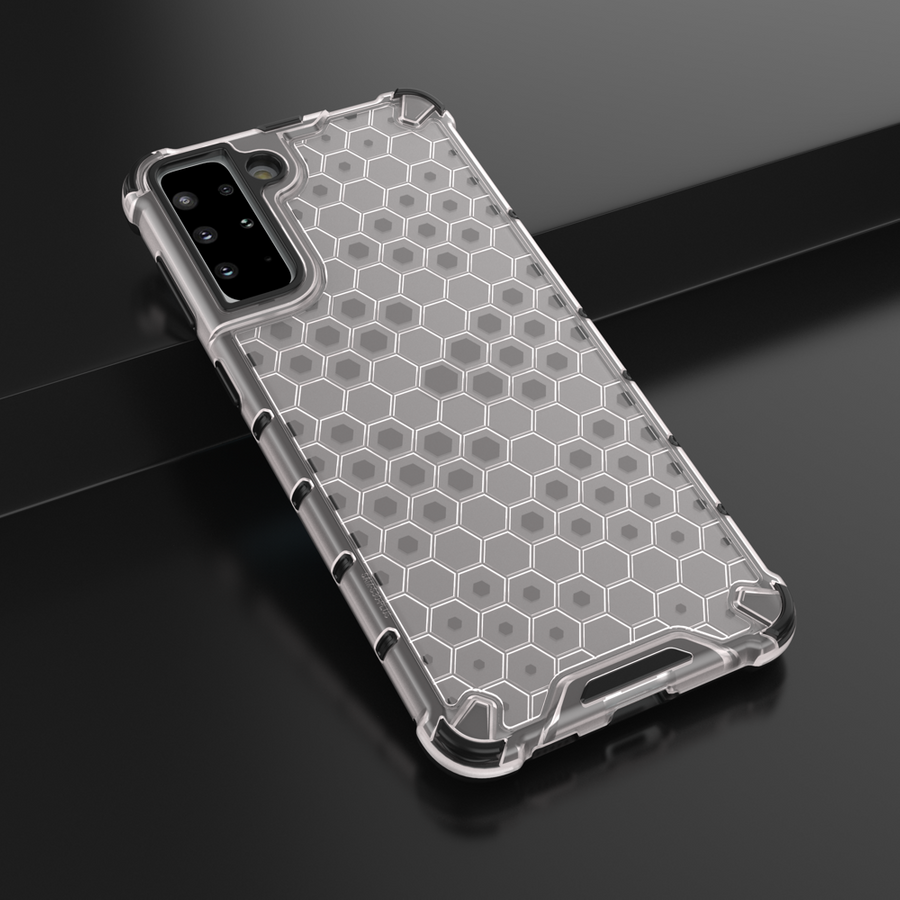 HONEYCOMB CASE ARMORED COVER WITH A GEL FRAME FOR SAMSUNG GALAXY S22 TRANSPARENT