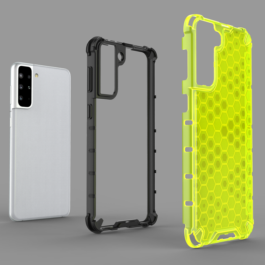 HONEYCOMB CASE ARMORED COVER WITH A GEL FRAME FOR SAMSUNG GALAXY S22 TRANSPARENT