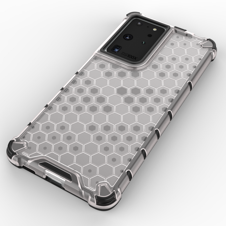 HONEYCOMB CASE ARMORED COVER WITH A GEL FRAME FOR SAMSUNG GALAXY S22 ULTRA BLACK