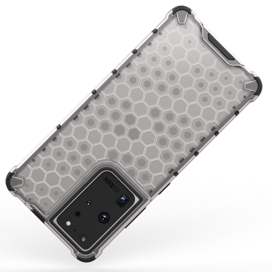 HONEYCOMB CASE ARMORED COVER WITH A GEL FRAME FOR SAMSUNG GALAXY S22 ULTRA BLACK