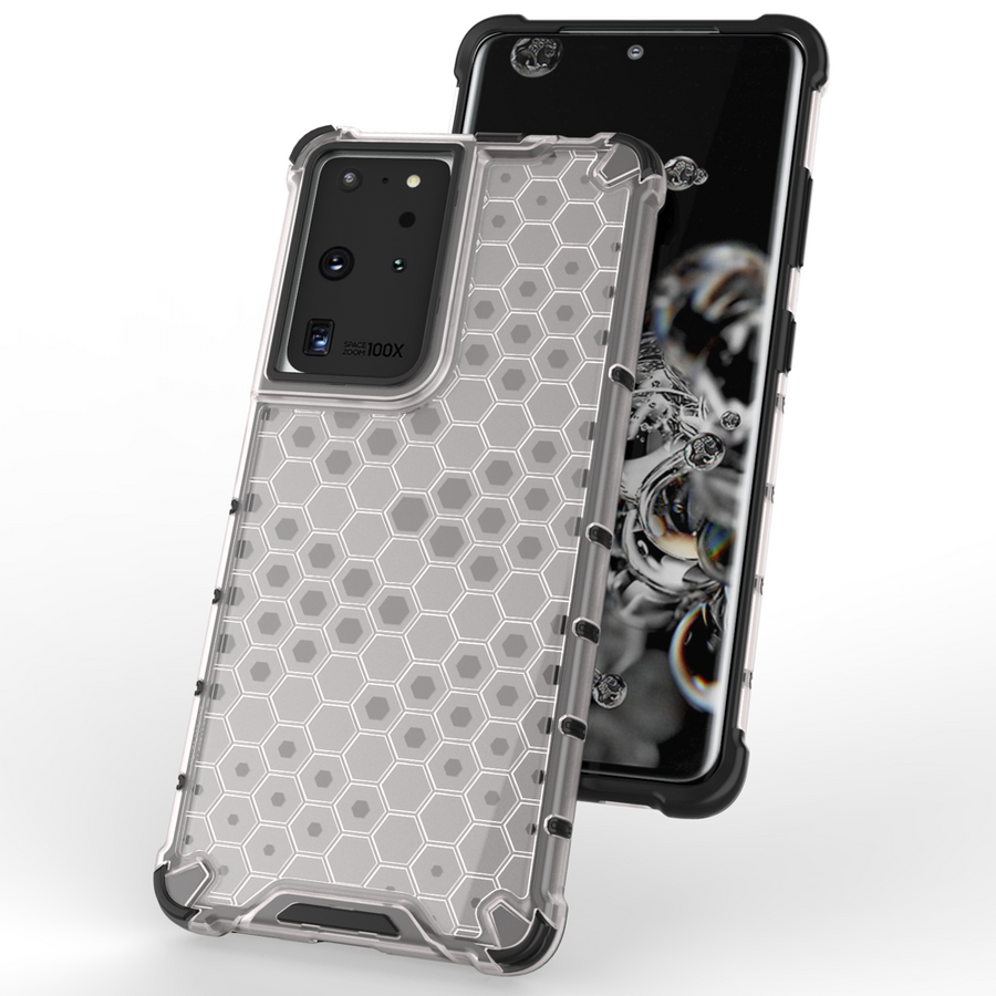 HONEYCOMB CASE ARMORED COVER WITH A GEL FRAME FOR SAMSUNG GALAXY S22 ULTRA BLACK