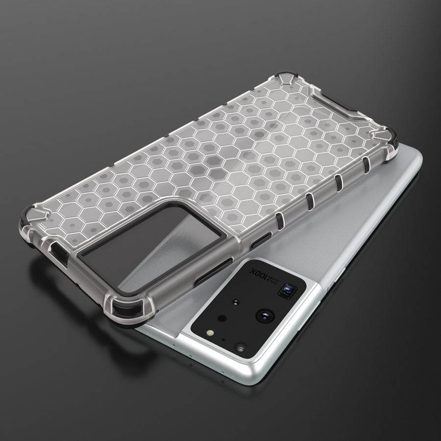 HONEYCOMB CASE ARMORED COVER WITH A GEL FRAME FOR SAMSUNG GALAXY S22 ULTRA BLACK