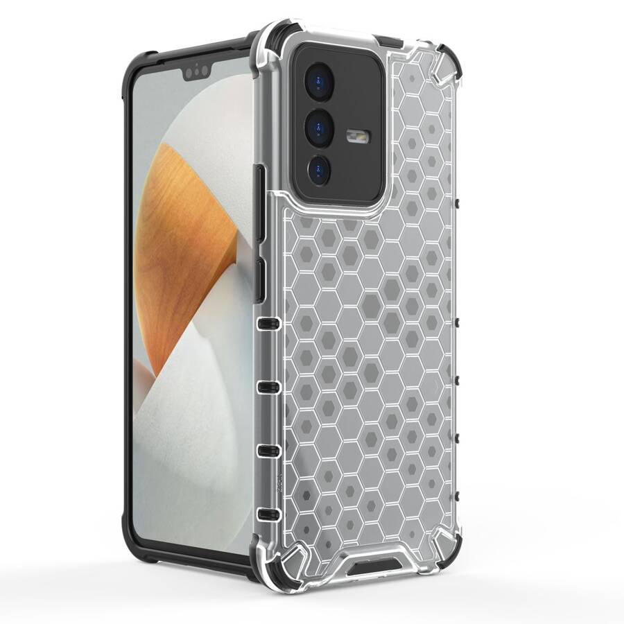 HONEYCOMB CASE ARMORED COVER WITH A GEL FRAME FOR VIVO V23 5G TRANSPARENT