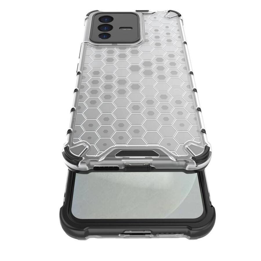 HONEYCOMB CASE ARMORED COVER WITH A GEL FRAME FOR VIVO V23 5G TRANSPARENT