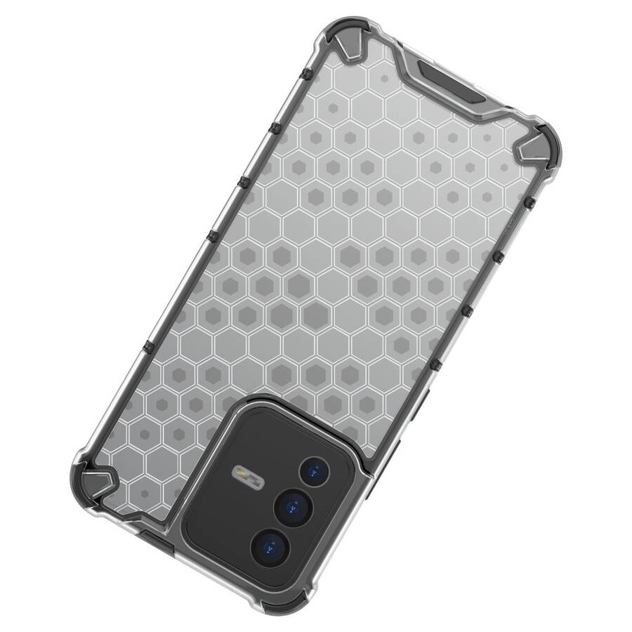 HONEYCOMB CASE ARMORED COVER WITH A GEL FRAME FOR VIVO V23 5G TRANSPARENT