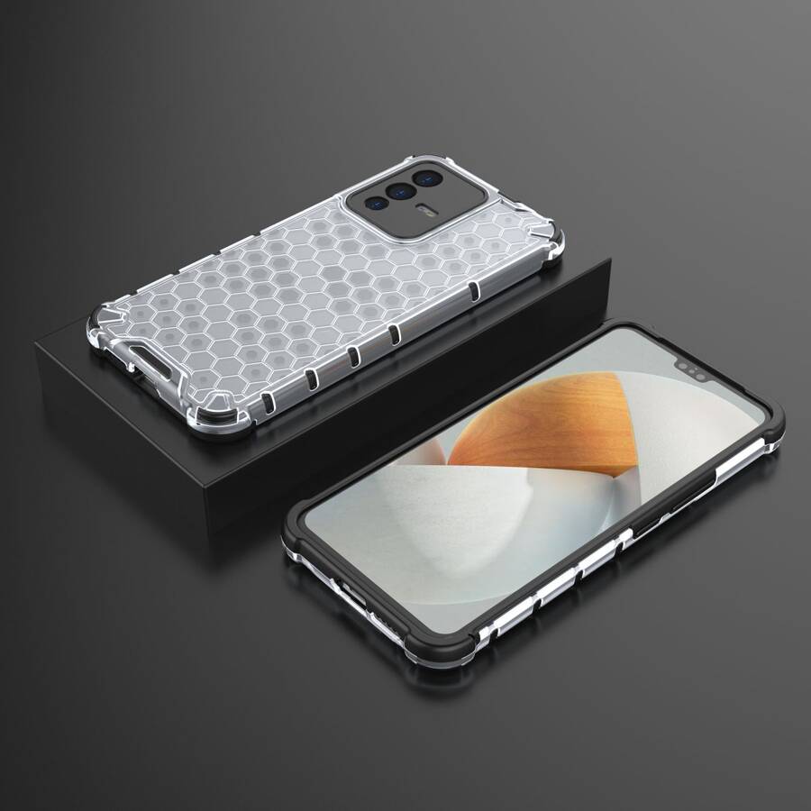 HONEYCOMB CASE ARMORED COVER WITH A GEL FRAME FOR VIVO V23 5G TRANSPARENT