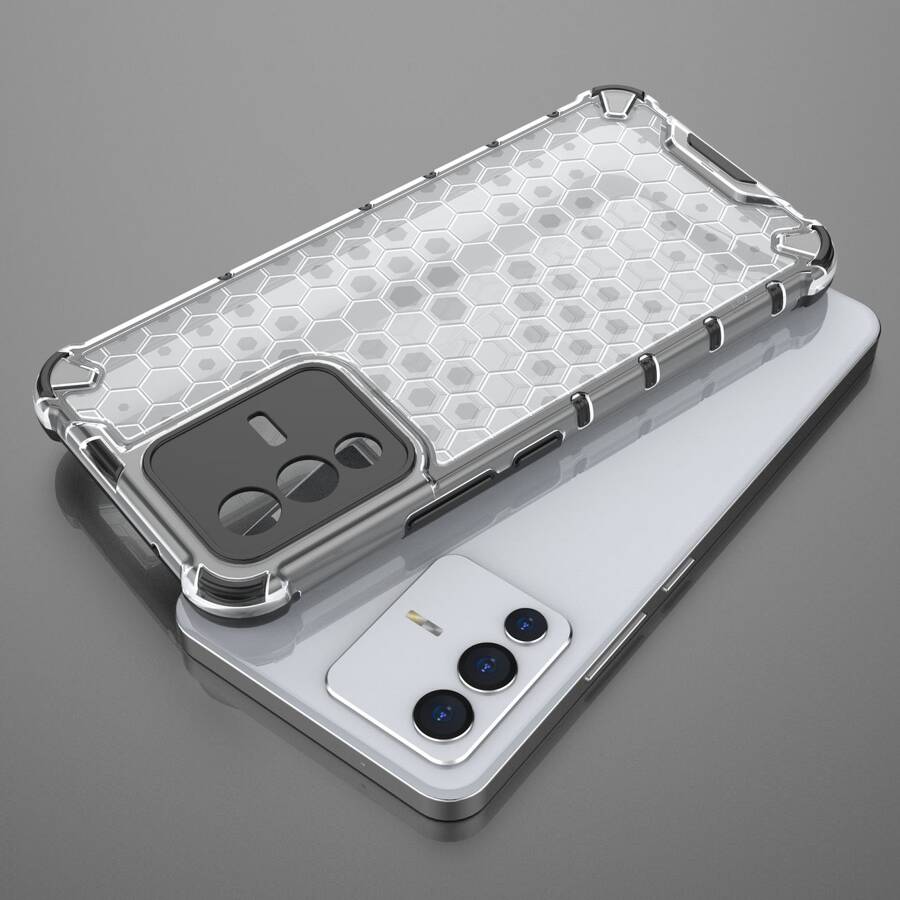 HONEYCOMB CASE ARMORED COVER WITH A GEL FRAME FOR VIVO V23 5G TRANSPARENT